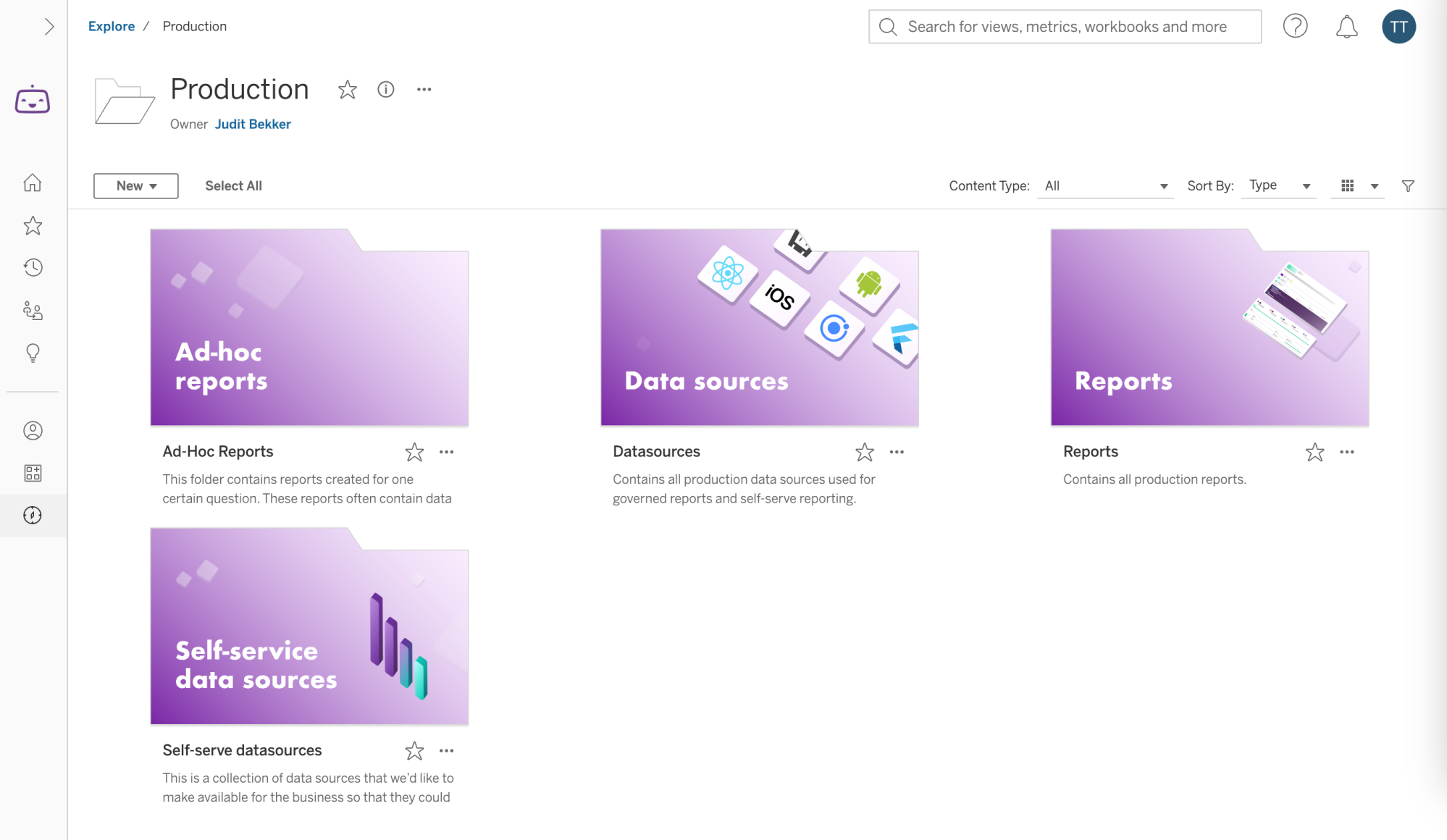 Tableau Online Production subfolders with custom folder images