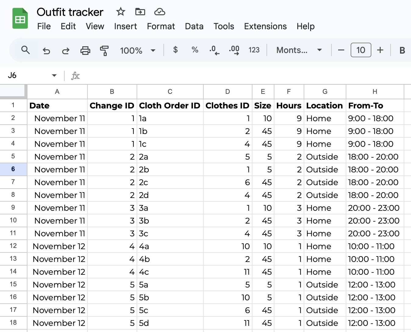 Change tracker in Google Sheets
